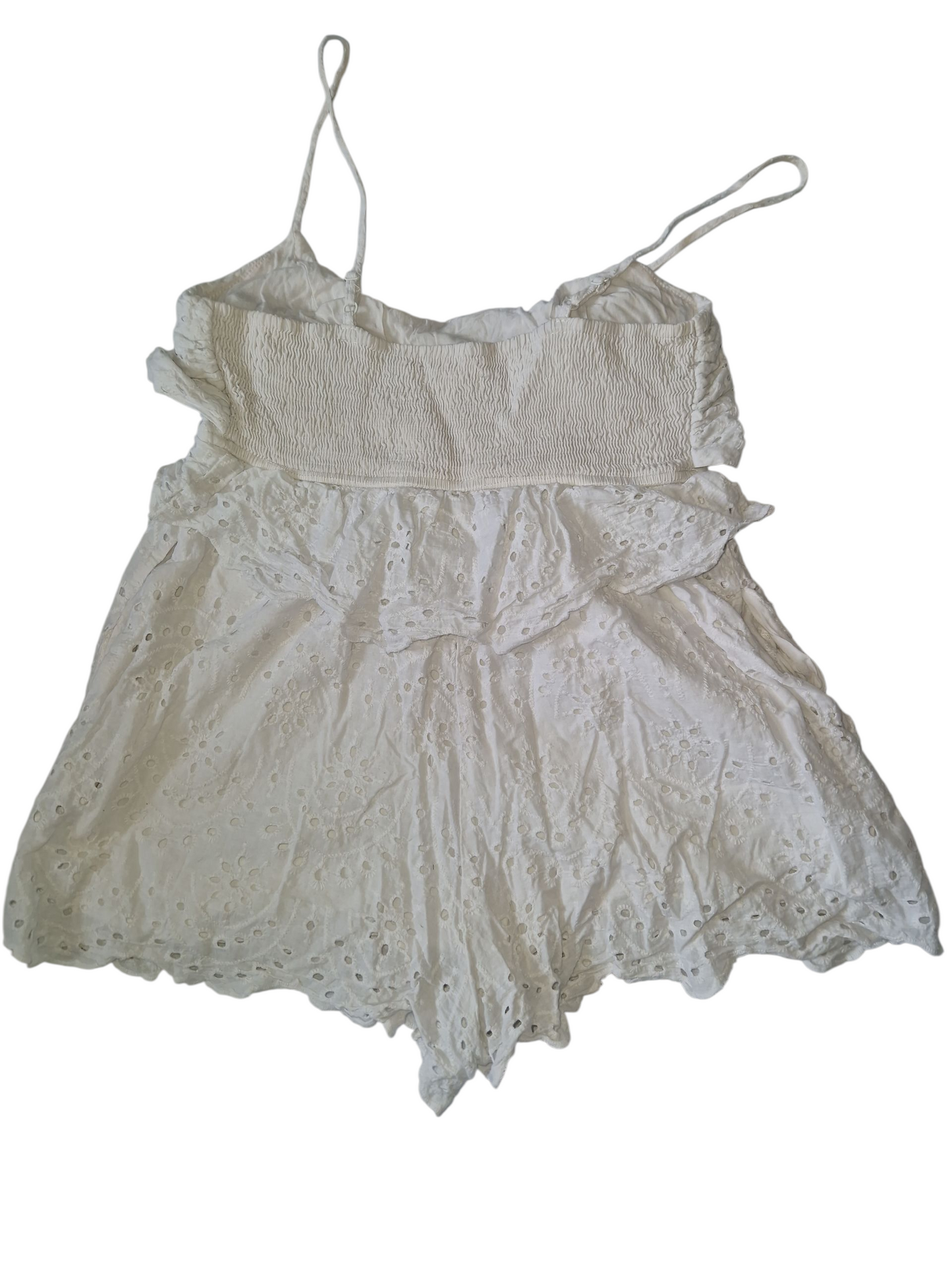 Combinaison courte en broderie anglaise blanche
