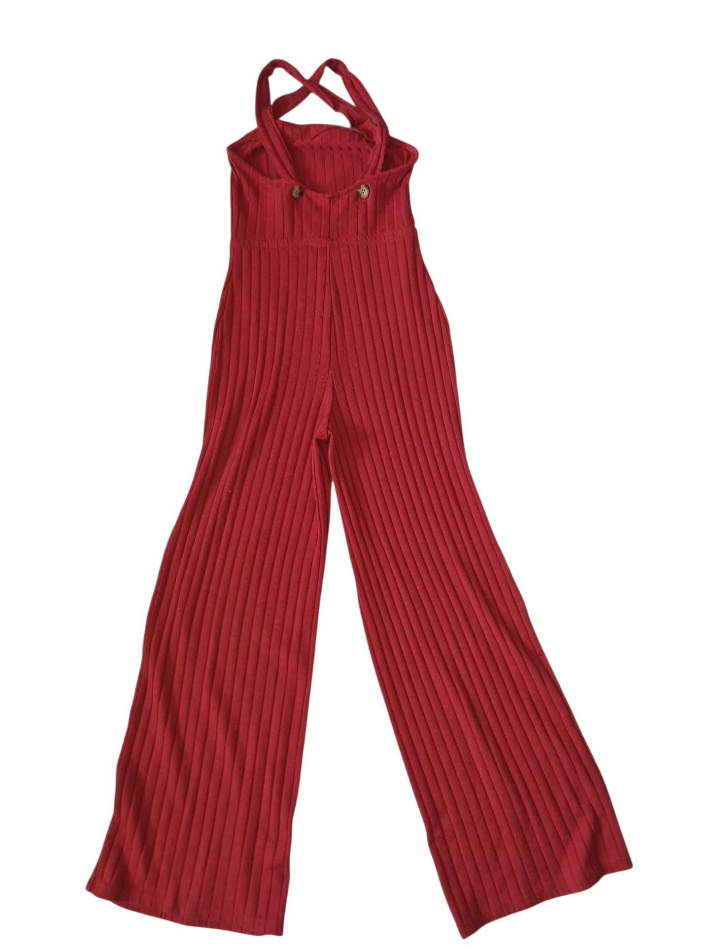 Combinaison pantalon côtelée rouge orangé