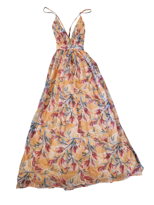 Robe longue fleurie à bretelles